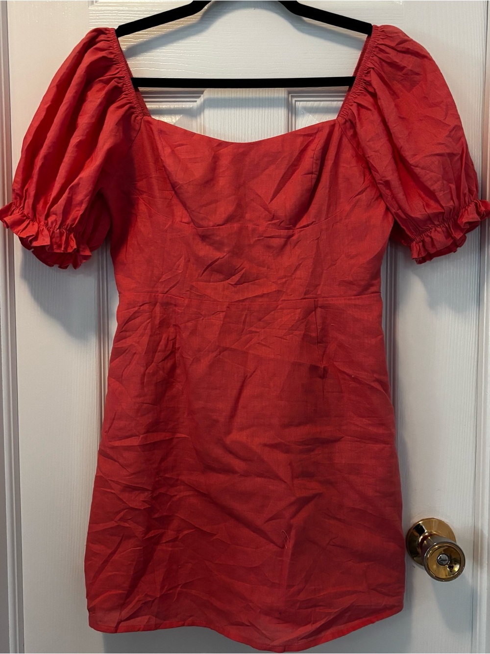 Forever 21 Coral Puff-Sleeve Mini Dress